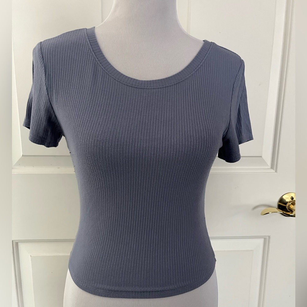 Women's Ribbed slate blue top